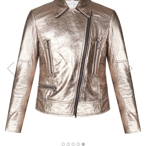 Mica Biker Metallic Leather Jacket - Picture 3 of 8